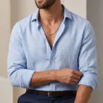 Colar para homem prateado em aço inoxidável 316L com malha espiga, modelo colorado