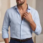 Colar para homem prateado em aço inoxidável 316L com malha espiga, modelo colorado