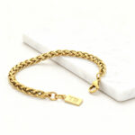 Pulseira para homem dourada entrelaçada em aço inoxidável