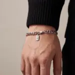 Pulseira para homem em aço inoxidável 316L, na cor prateada, modelo Palmdale