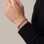 Pulseira para homem em aço inoxidável 316L, na cor prateada, modelo Palmdale