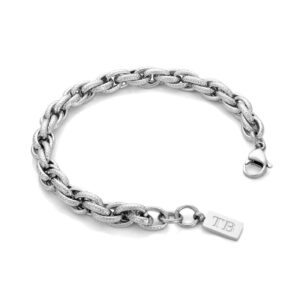 Pulseira para Homem de estilo corrente em Aço Inoxidável da Twobrothers com bastantes detalhes. Pulseira Inglewood