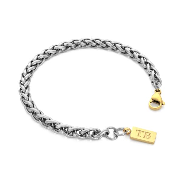 Pulseira para Homem em Aço Inoxidável com detalhes em dourado da marca portuguesa Twobrothers. Pulseira Kent.