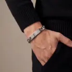 Pulseira para homem em aço inoxidável, com chapa para personalizar, modelo Baltimore