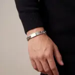 Pulseira para homem em aço inoxidável, com chapa para personalizar, modelo Baltimore