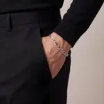 Pulseira para homem em aço inoxidável 316L, na cor prateada, modelo Norwalk