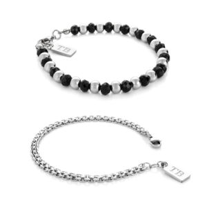 Conjunto de Pulseiras para Homem em aço inoxidável - Twobrothers - Conjunto Pulseira Clark e Pulseira Crawford - Pulseiras Masculinas