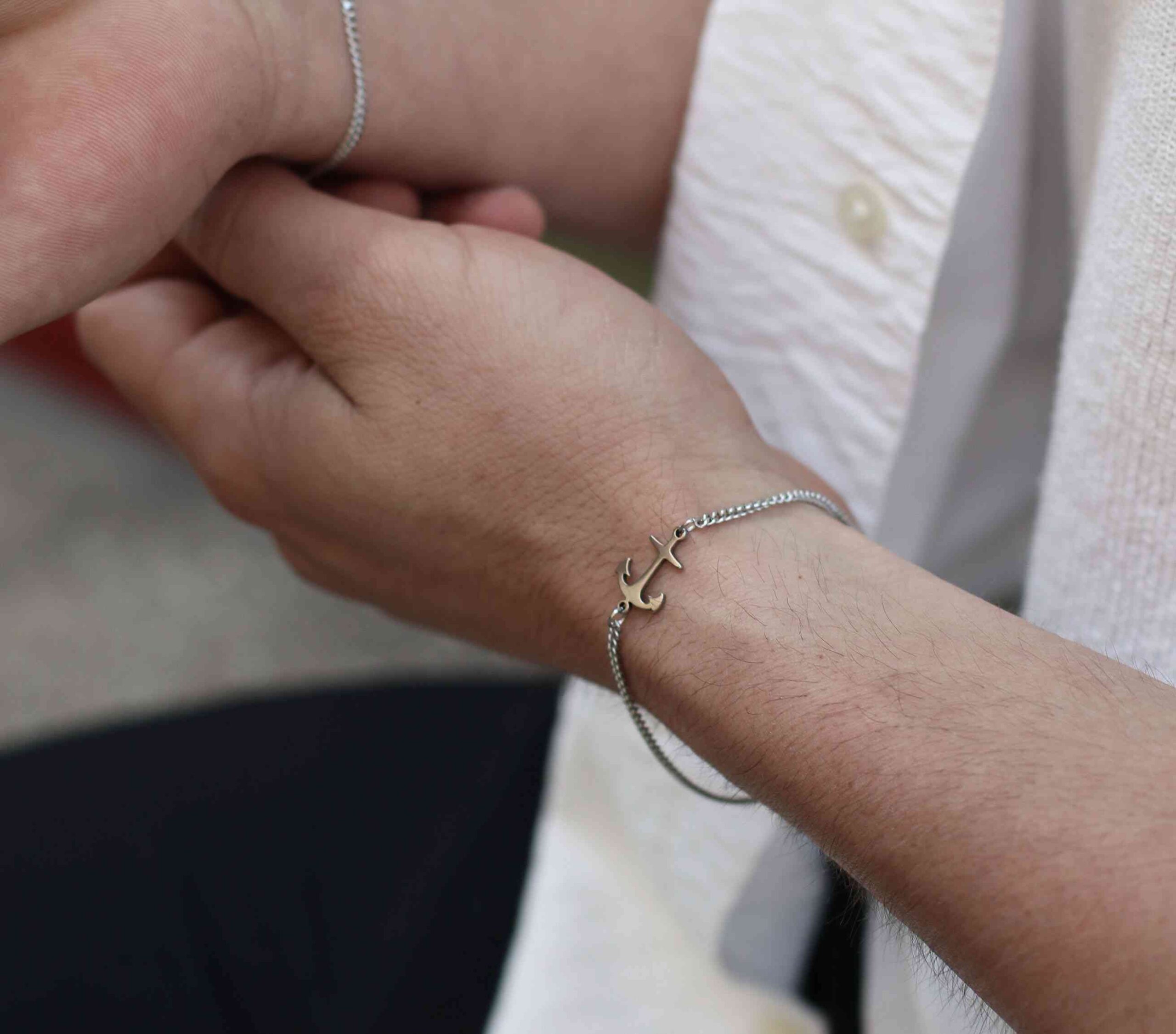 Pulseira-sailor-man pulseira para homem em aço inoxidável com pendente ancora