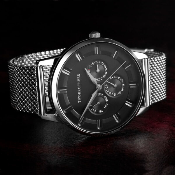Relógio homem Baltimore da marca twobrothers em aço inoxidável com mostrador preto. Garantia de 3 anos em toda a coleção.