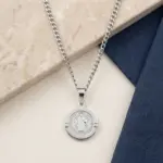 colar masculino em aço inoxidável com medalha utah
