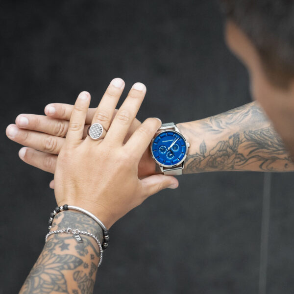 Relógio para Homem em aço inoxidável com mostrador azul da marca Portuguesa Twobrothers