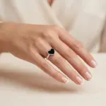 anel em aço inoxdavel para mulher com coracçao preto modelo clair