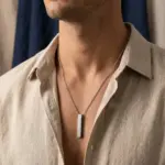 colar para homem prateado florida