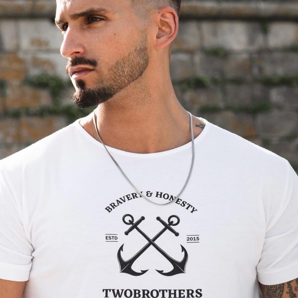 Colar em aço inoxidável com malha simples para homem - Colar masculino - Colar para homem de marca portuguesa Twobrothers - Colar Iowa