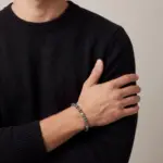 Pulseira para Homem com pedras naturais jasper cinzento, modelo Washington