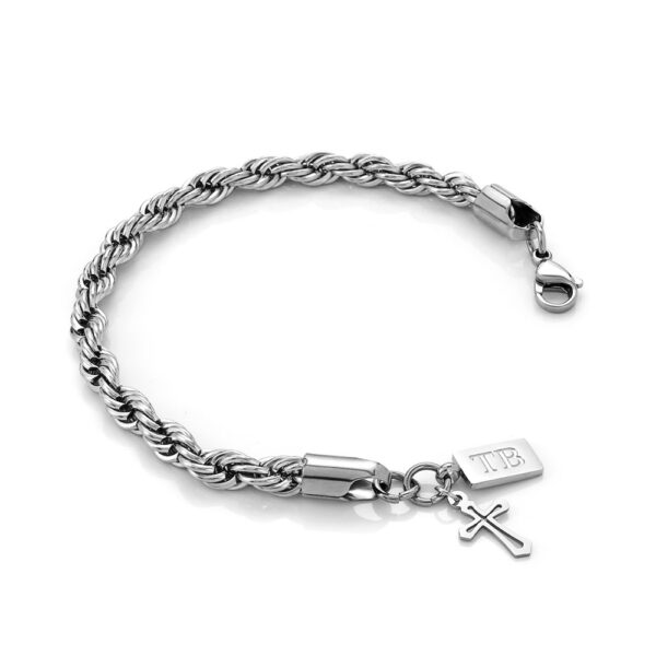 Pulseira para Homem em Aço Inoxidável -Pulseira com cruz para homem - marca portuguesa -Twobrothers - Pulseira Webster - Pulseiras masculinas com estilo - Pulseiras em aço inoxidável para homem