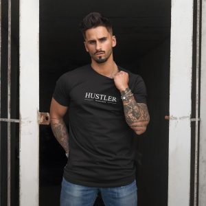 T-Shirt para Homem em Algodão Premium Regular Fit - Twobrothers Hustler - Frente