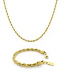 Conjunto de Pulseira Dourada e Colar Dourado para Homem - Twobrothers - Conjunto Pulseira Pike Gold e Colar Essex Gold
