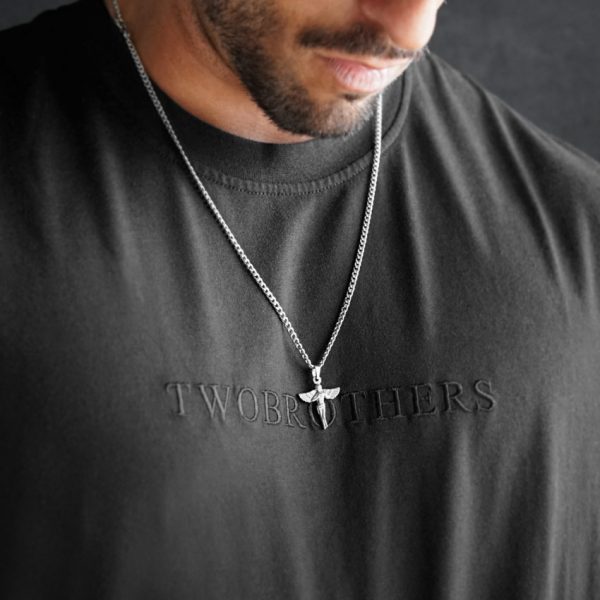 Twobrothers - Colar em aço inoxidável com pendente de anjo - Colar Masculino Nebraska