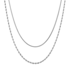Conjunto de Colares para Mulher em Aço Inoxidável - Colar Feminino em aço inoxidável - Twobrothers Conjunto de colares em aço inoxidável para mulher da marca Twobrothers - Colar Beverly e Colar Kyara