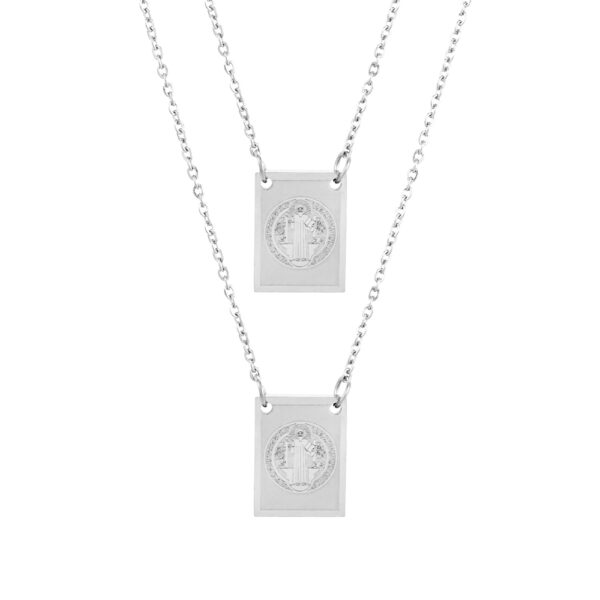 Escapulário para Homem em Aço Inoxidável - Twobrothers Escapulário - Colar Masculino - Escapulário Cristo-Rei