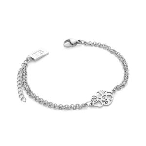 Pulseira para mulher em aço inoxidável - pulseira Turquesi da marca portuguesa TwoBrothers - Acessório de moda feminino - Acessório em aço inoxidável - pulseira em aço inoxidável para mulher - Pulseira com coração de viana do castelo