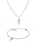 Conjunto de colar e pulseira Atrani da marca Twobrothers para Mulher em Aço Inoxidável com pendente em forma de asa.
