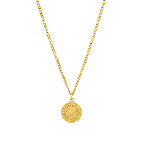 Colar em aço inoxidável dourado para homem com medalha de espirito Santo da Twobrothers