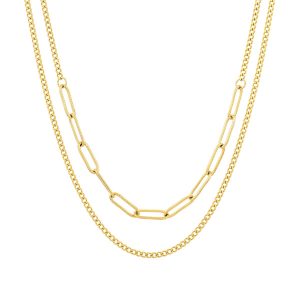 Colar Cascade Gold de fio duplo em aço inoxidável dourado para mulher produzido pela marca Twobrothers.