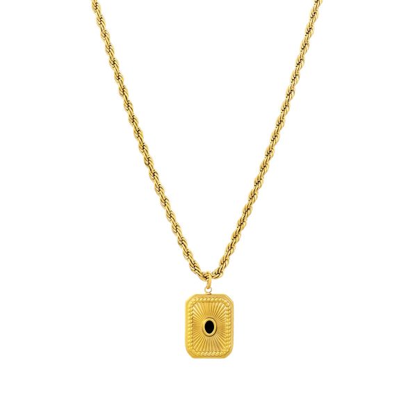 Colar Magnólia Gold para mulher em aço inoxidável dourado da marca Twobrothers, com pendente elegante e repleto de detalhe.