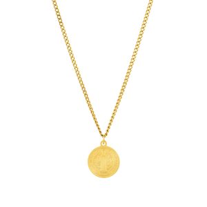 Colar Monterey Gold, em aço inoxidável dourado para homem com medalha Saint Benedict da marca Portuguesa Twobrothers