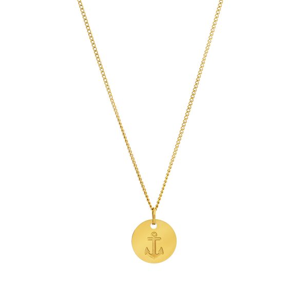 Colar Norfolk Gold em aço inoxidável dourado para homem da marca portuguesa Twobrothers. Colar com medalha de uma âncora Dourada.