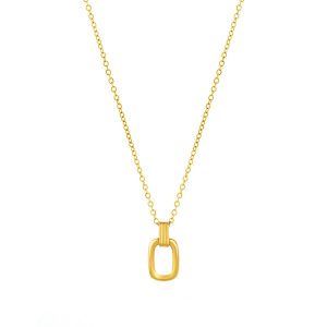 Colar Violet Gold para Mulher em aço inoxidável dourado, com pendente elegante de um retângulo, produzido pela marca portuguesa Twobrothers.