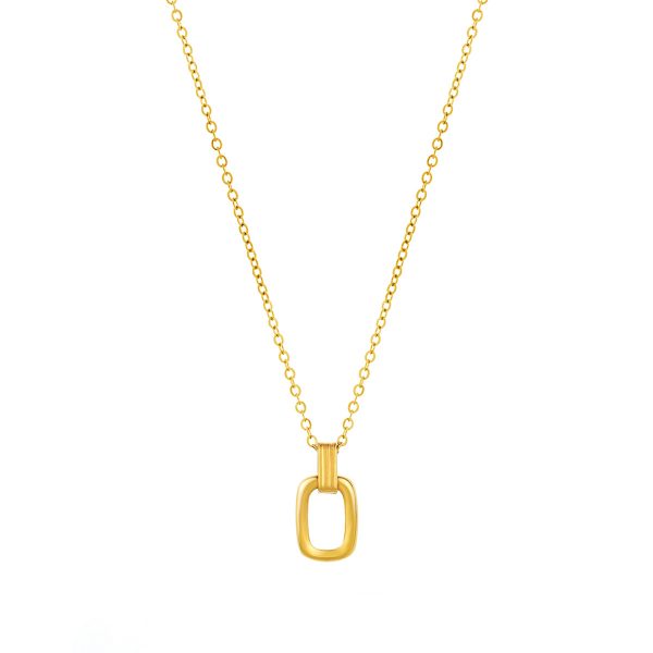 Colar Violet Gold para Mulher em aço inoxidável dourado, com pendente elegante de um retângulo, produzido pela marca portuguesa Twobrothers.