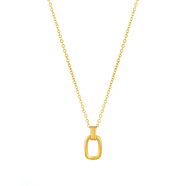 Colar Violet Gold para Mulher em aço inoxidável dourado, com pendente elegante de um retângulo, produzido pela marca portuguesa Twobrothers.