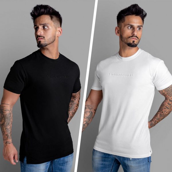 Conjunto de Duas T-shirts Preta e Branca com corte Extra Loose Fit para Homem da marca Twobrothers
