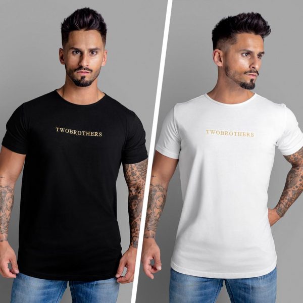 Conjunto de Duas T-shirts Preta e Branca com corte Regular Fit para Homem da marca Twobrothers
