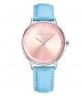 Relógio Classy Evelyn Blue em aço inoxidável e bracelete de pele azul para mulher com mostrador cor de rosa elegante da marca portuguesa Twobrothers