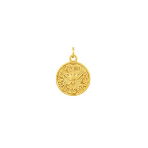 Pendente Medalha Espirito Santo Dourada, em aço inoxidável para colares.