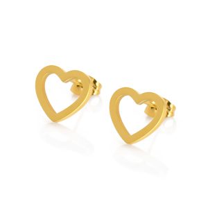 Brincos Heart Gold para mulher produzidos em aço inoxidável dourado pela marca Portuguesa Twobrothers.