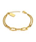 Pulseira Emily Gold com duas correntes em aço inoxidável Dourado, elegante para mulher, produzida pela marca Twobrothers sediada em Portugal.