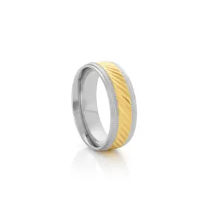 Anel Danville para homem com a combinação de aço prateado e dourado da marca Twobrothers.