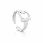 Anel Diane para mulher em aço inoxidável polido prateado e ajustável ao dedo da marca Twobrothers.