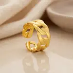 anel para mulher em aço inoxidavel dourado modelo anna