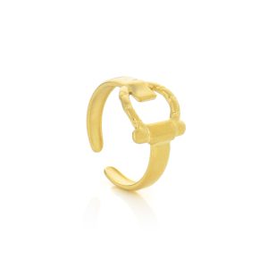 Anel Diane Gold para mulher em aço inoxidável polido em dourado e ajustável ao dedo da marca Twobrothers.