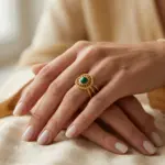 anel para mulher em aço inoxidavel dourado modelo ella green