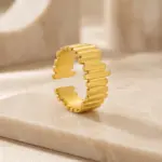 anel lina em aço inoxidavel dourado para mulher