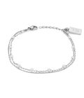 Pulseira para mulher em aço inoxidável com fio duplo e pérolas brancas da marca Twobrothers.