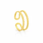 Anel duplo em aço inoxidável polido dourado, para mulher moderna e sofisticada, da marca Twobrothers - Anel Emily