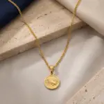 Colar para homem em aço inoxidável dourado com medalha Auburn
